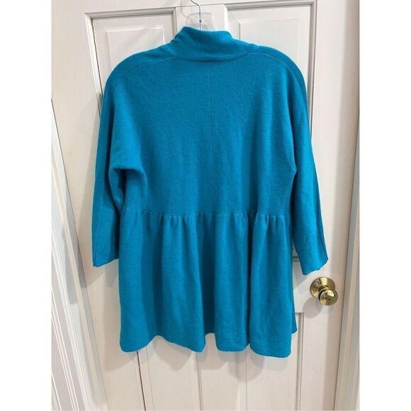 CALYPSO ST BARTH 100% Cashmere Open Front Peplum Cardigan Sweater Teal Sz MEDIUM - Picture 5 of 5